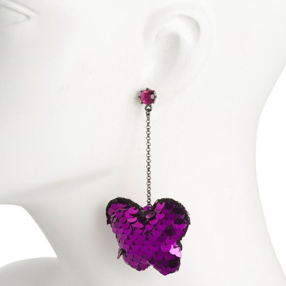 Betsey johnson sequin linear  butterfly drop earrings - Picture 5 of 5